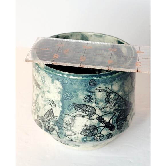 Artisan Pottery Chawan Style Cup Decorated In & Out Signed MPK - Picture 8 of 9